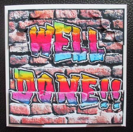 8 x 8 Graffiti Well Done Scalloped Corner Topper by Davina Rundle