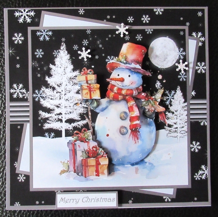 Snowman and gifts 7x7 by Davina Rundle