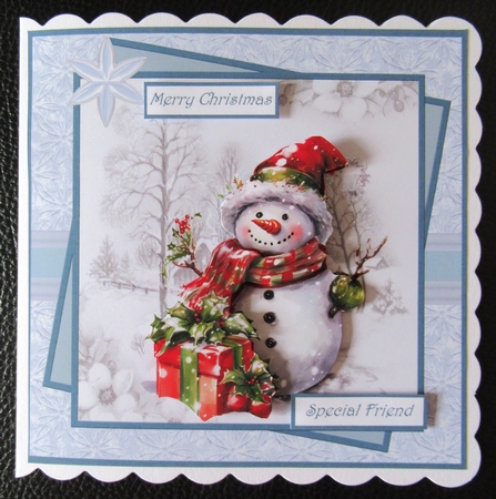 Snowman and gifts in the field 7x7 by Davina Rundle