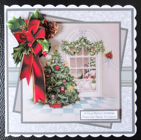  The Christmas tree and holly 7x7 by Davina Rundle