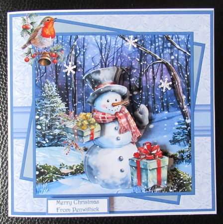 Snowman with gifts 7x7 by Davina Rundle