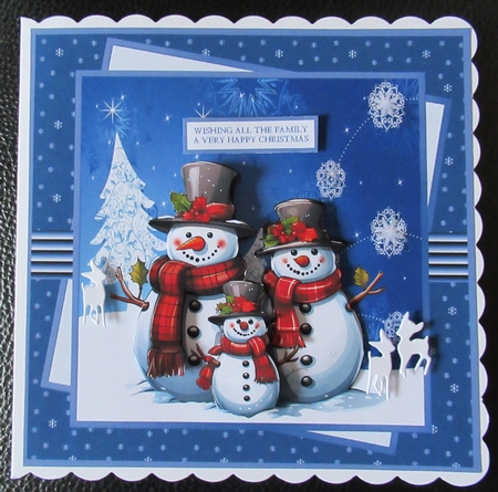 Snowman and poinsettias 7x7 by Davina Rundle