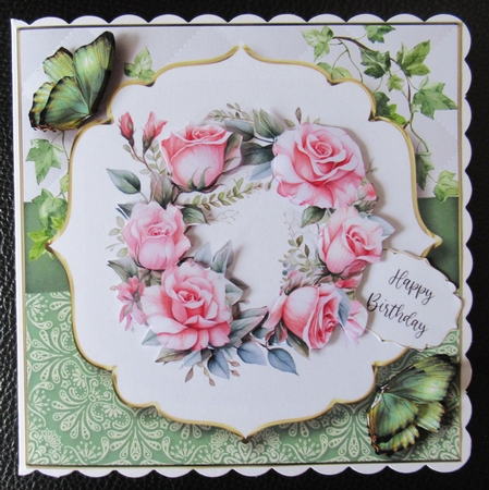 Pink Roses Floral Wreath Multi Topper Kit by Davina Rundle