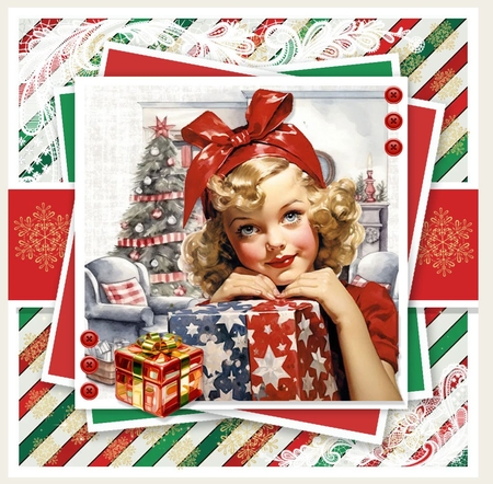 Lovely Retro Christmas Card Topper Set by Davina Rundle