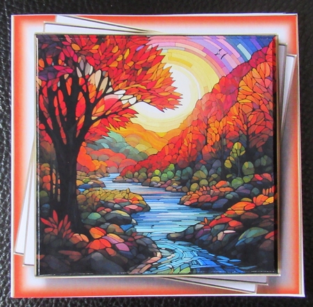 Beautiful Stained Glass Autumn Landscape Multi Topper Kit by Davina Rundle