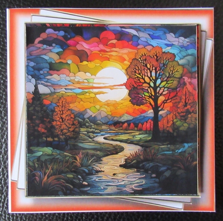 Beautiful Stained Glass Autumn Landscape Multi Topper Kit by Davina Rundle