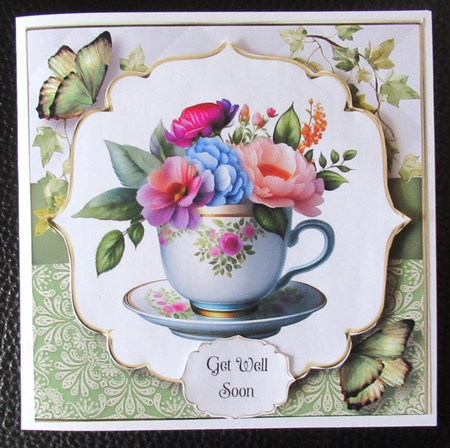 Beautiful Floral Teacups Multi Topper Kit by Davina Rundle