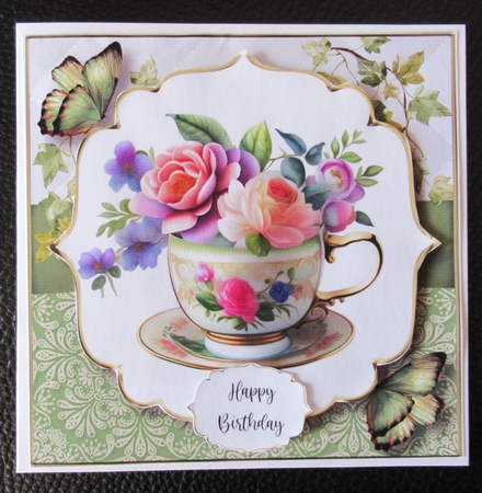 Beautiful Floral Teacups Multi Topper Kit by Davina Rundle