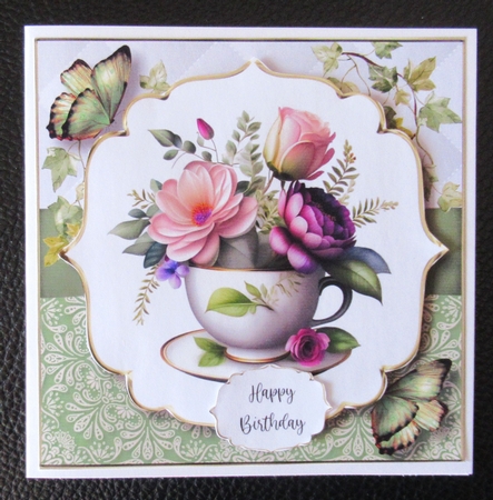 Beautiful Floral Teacups Multi Topper Kit by Davina Rundle