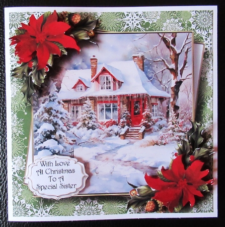 Decorated Winter Cottage With Decoupage Multi Topper Kit by Davina Rundle