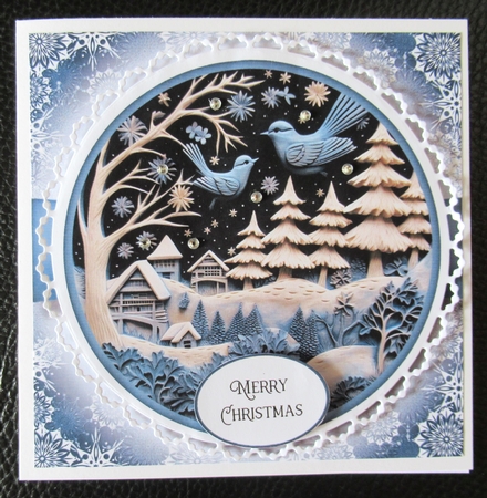 Mixed Blue 3D Woodcut Christmas Multi Topper Kit by Davina Rundle