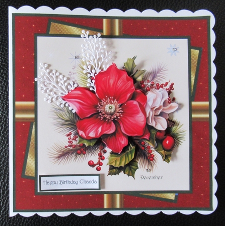 Festive flowers and berries 7x7 by Davina Rundle