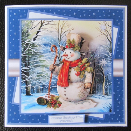 Vintage snowman and holly 7x7 by Davina Rundle