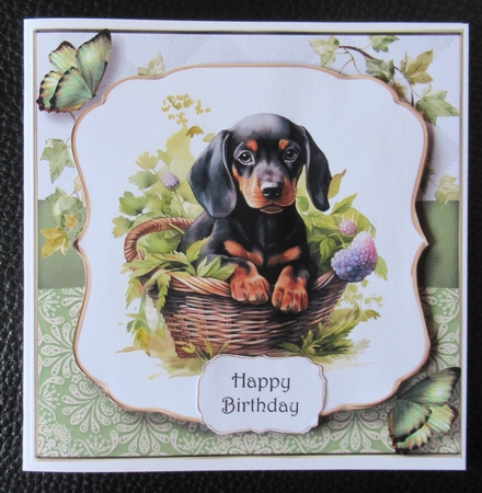 Watercolour Puppy In A Basket 3 Multi Topper Kit by Davina Rundle