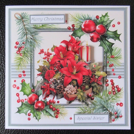 flowers holly and berry insert 7x7 by Davina Rundle