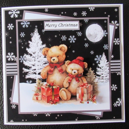 Teddy bears at Christmas 7x7 by Davina Rundle