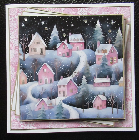 Pink Winter Village Multi Topper Kit by Davina Rundle