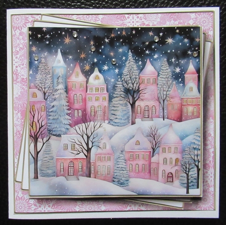 Pink Winter Village Multi Topper Kit by Davina Rundle