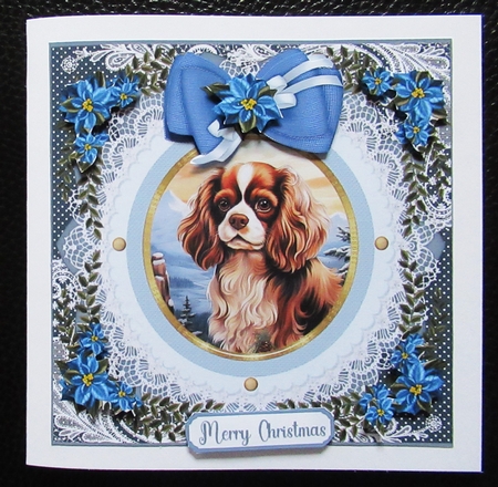 Blue Christmas dog card front 12 by Davina Rundle