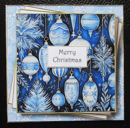 Blue Vintage Christmas Baubles Multi Topper Kit by Davina Rundle
