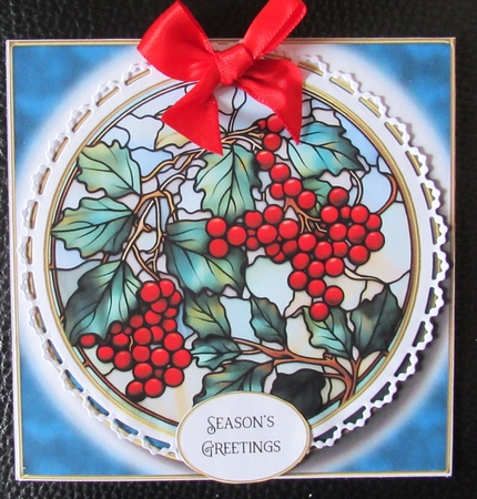 Christmas Holly Circle Stained Glass Multi Topper Kit by Davina Rundle