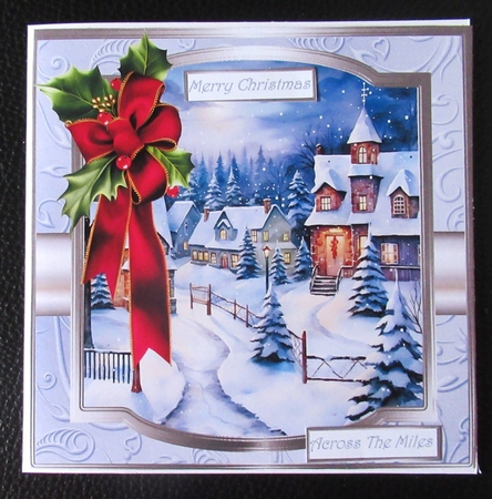 Village church and holly 7x7 by Davina Rundle