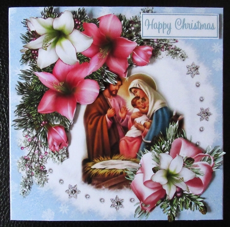 8x8 Beautiful nativity with Amaryllis choice of two mini kit by Davina Rundle