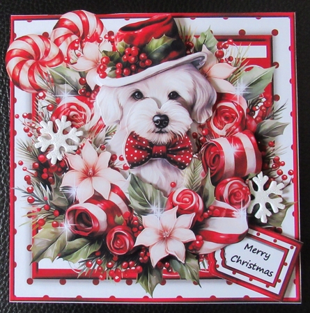 The Sweetest Christmas Candy Cane & Cute Pooch by Davina Rundle