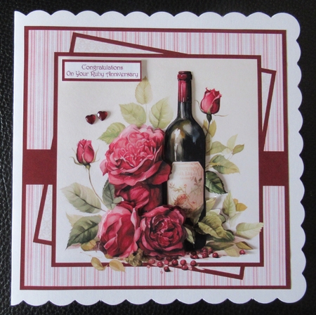 Wine and red roses 7x7 by Davina Rundle
