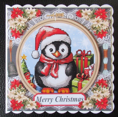 Faux Cross stitch Christmas card front 2 by Davina Rundle