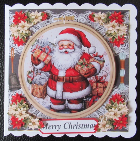 Faux Cross stitch Christmas card front 8 by Davina Rundle