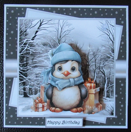 Penguin with gifts 7x7 by Davina Rundle