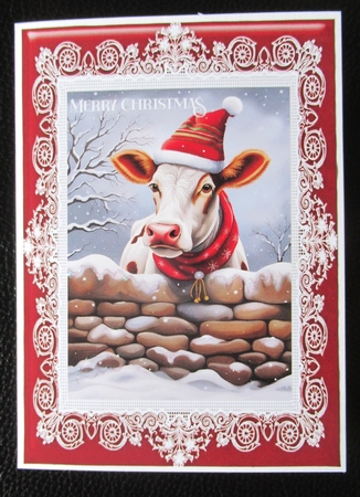 Christmas Cow A4 by Davina Rundle