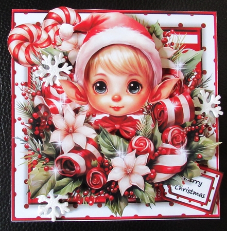 The Sweetest Christmas Candy Cane & Excited Elf by Davina Rundle