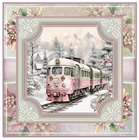 Pink And Sage Christmas Train Mini Page Kit by Davina Rundle