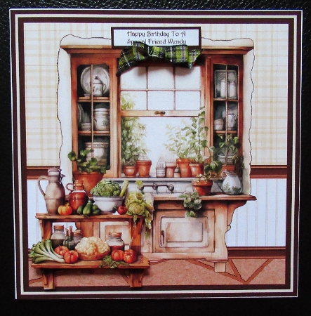 Country style kitchen 7x7 with decoupage insert and gift cards by Davina Rundle