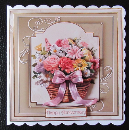Basket of mixed flowers 7x7, sentiment tiles, decoupage, insert and gift cards by Davina Rundle