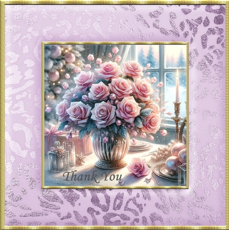 Pink winter roses CARD FRONTS by Davina Rundle