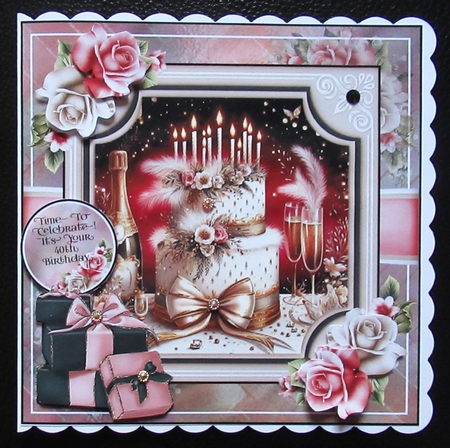 Beautiful Birthday Cake 4 Card Front With Decoupage by Davina Rundle