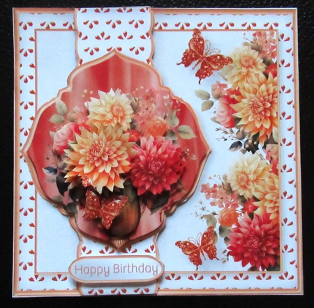 Orange Dahlias - Border Card Mini Kit by Davina Rundle