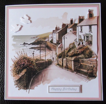 Cornish coast 7x7, sentiment tiles and decoupage, insert and toppers, decoupage by Davina Rundle