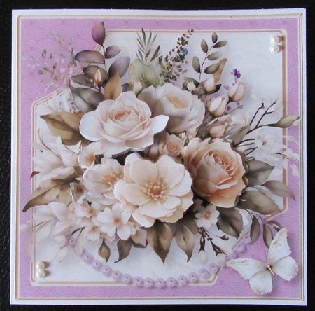 Ivory Posy - Decoupage Card Mini Kit by Davina Rundle