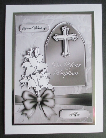 5 x 7 Baptism Metallic Greeting with 3D Decoupage by Davina Rundle