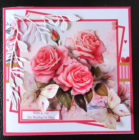 Valentine rose 7x7, sentiment tiles, decoupage, insert and toppers by Davina Rundle