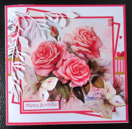 Valentine rose 7x7, sentiment tiles, decoupage, insert and toppers by Davina Rundle