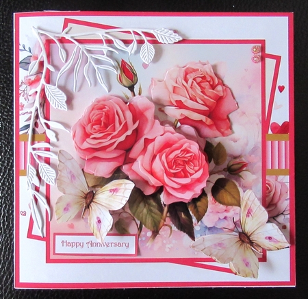 Valentine rose 7x7, sentiment tiles, decoupage, insert and toppers by Davina Rundle