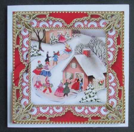Christmas Party House 1 One Edge Scallop Bottom Stacker by Davina Rundle