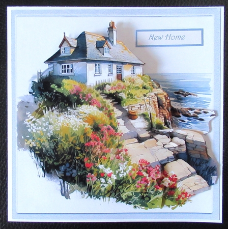 Cornish cottage on cliff side 7x7 by Davina Rundle