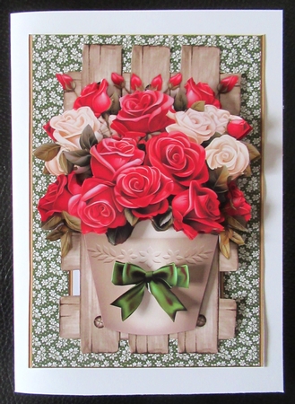 Flowerpot Gorgeous Roses on Wooden Trellis by Davina Rundle