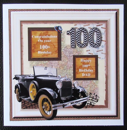 100th Male Birthday with car on map by Davina Rundle